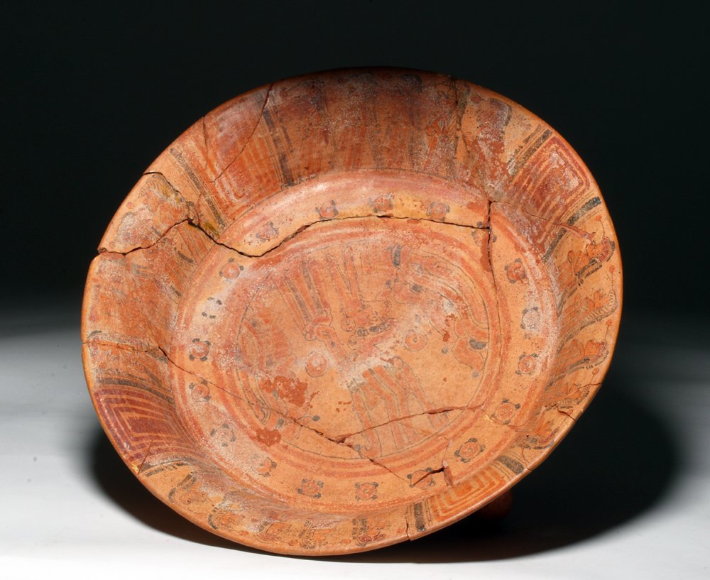 Colorful Mayan Polychrome Pottery Tetrapod Bowl (1 of 5)