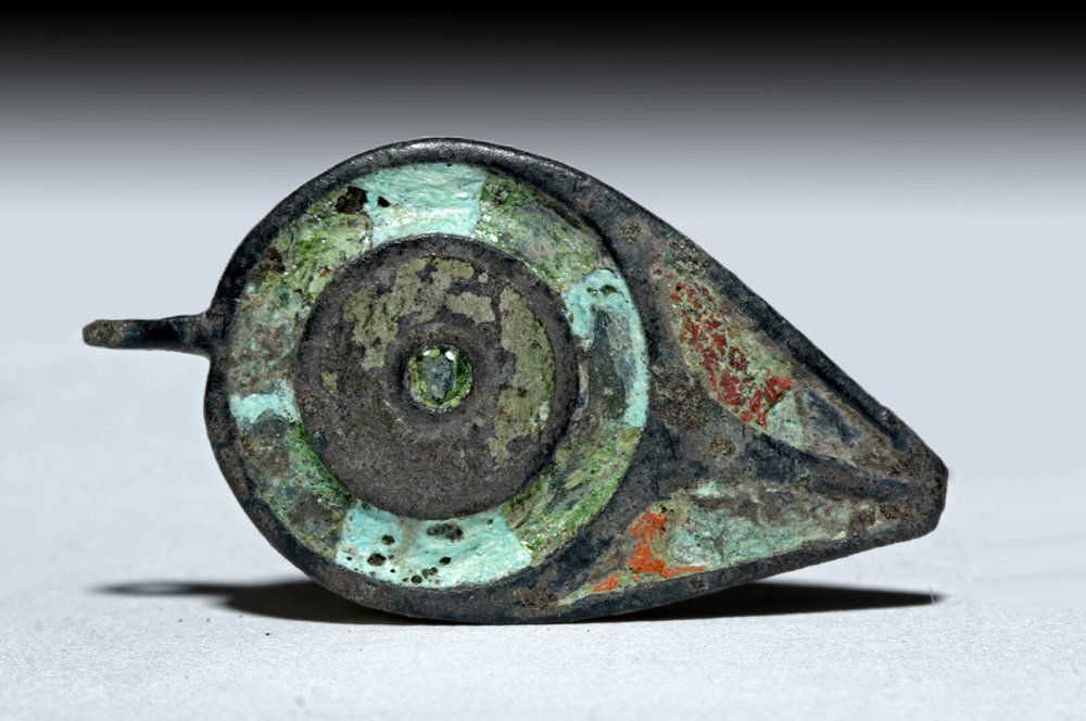Romano Egyptian Enameled Bronze Box Lid, ex-Mitry (1 of 3)