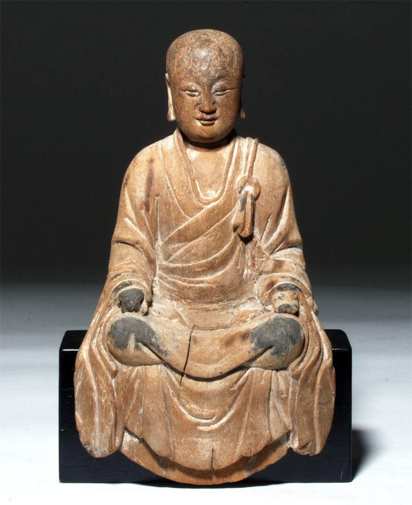 Chinese Qing Dynasty Wood Seated Lohan (Arhat) (1 of 5)