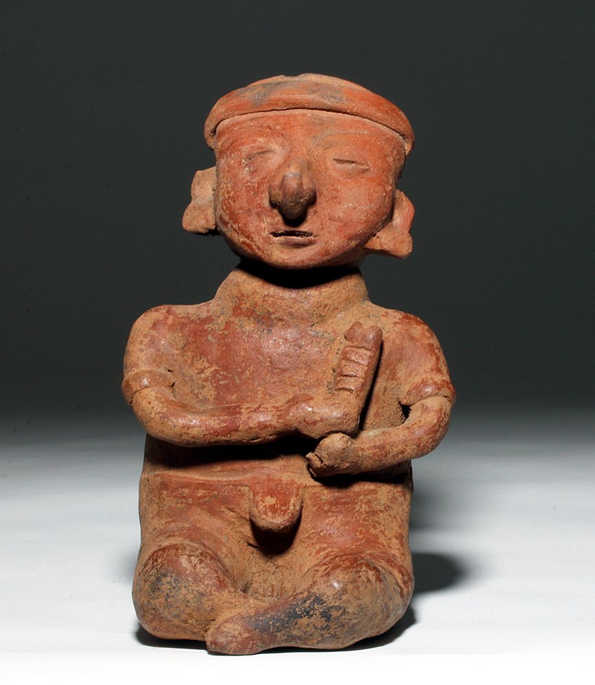 Nayarit Terracotta Seated Figure Playing a Rasp (1 of 2)