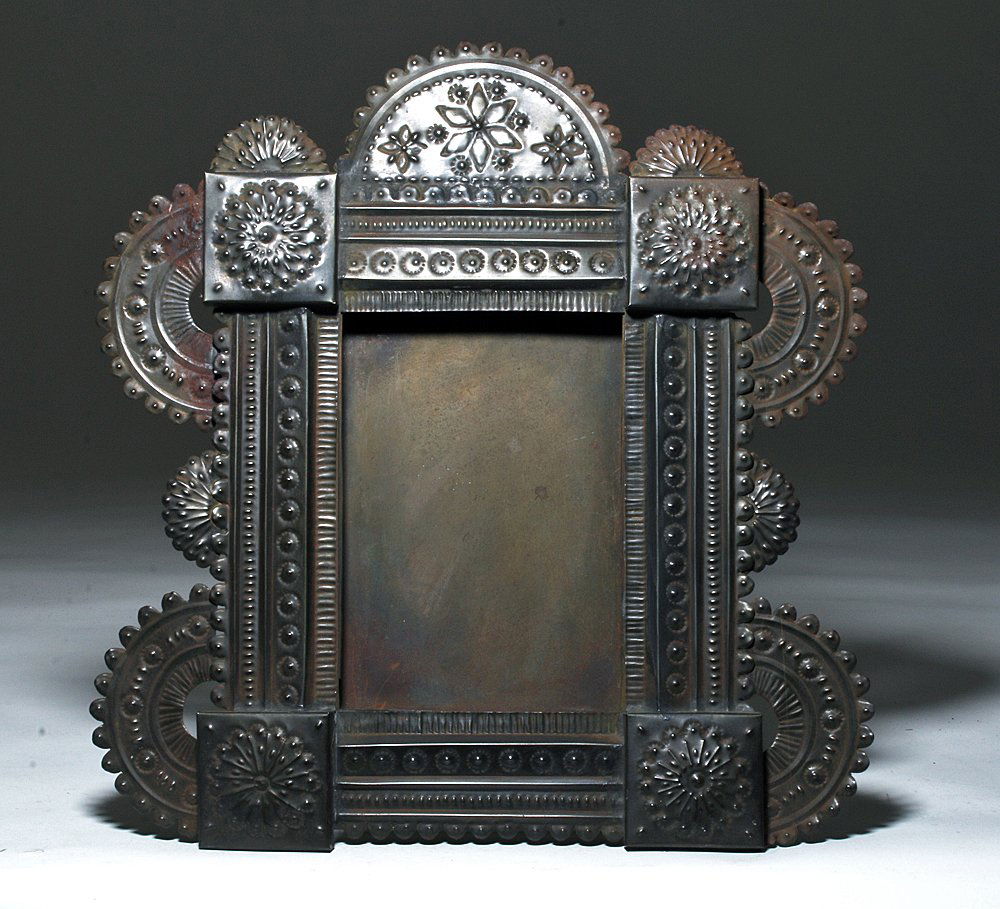 Ornate 20th C. Mexican Stamped Tin Picture Frame (1 of 2)