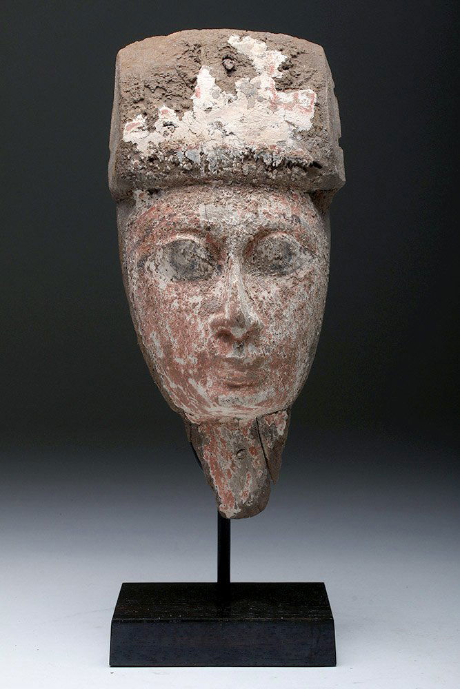Egyptian Polychrome Wood Mask (from a Sarcophagus) (1 of 5)