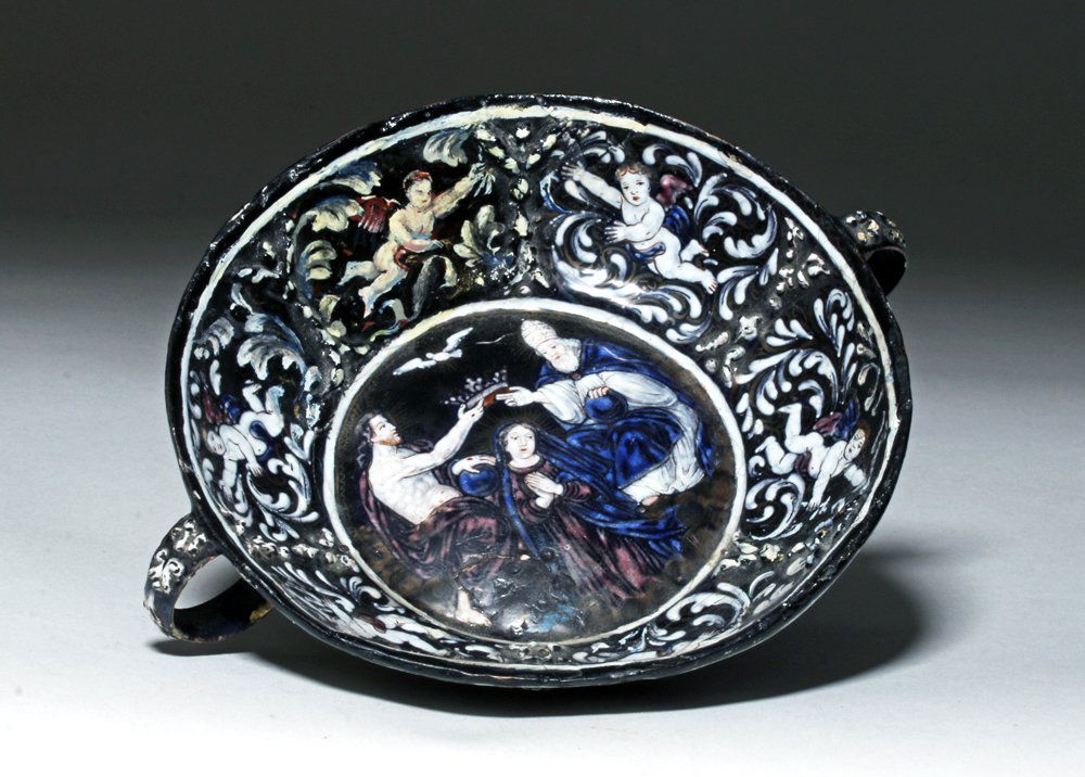 18th C. French Enameled Copper Bowl, Pierre Nouailher (1 of 4)