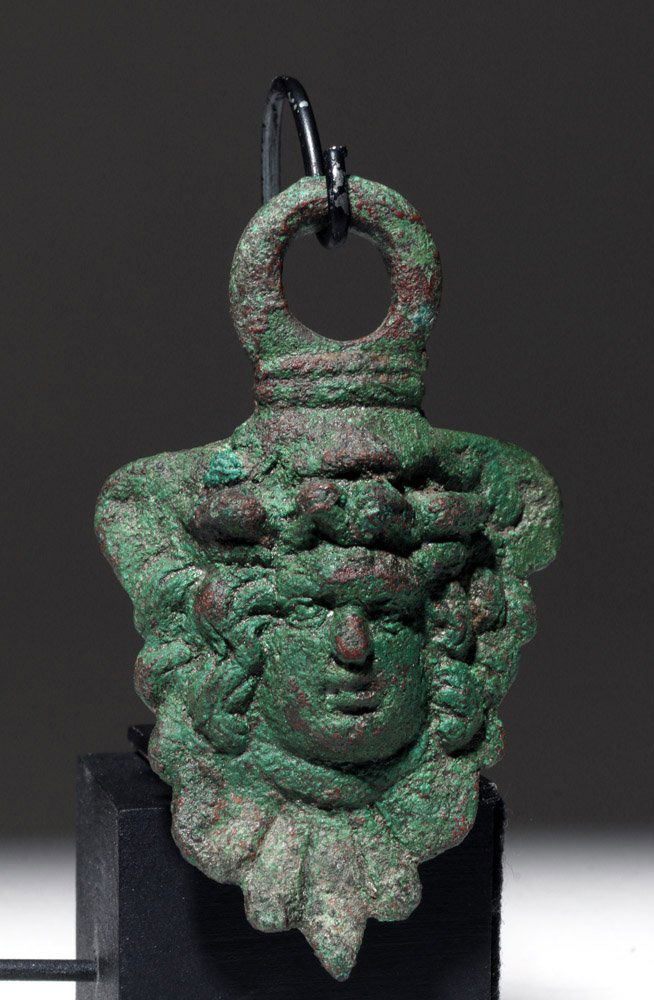 Roman Bronze Rein Guide (Terret) in the form of Medusa (1 of 3)