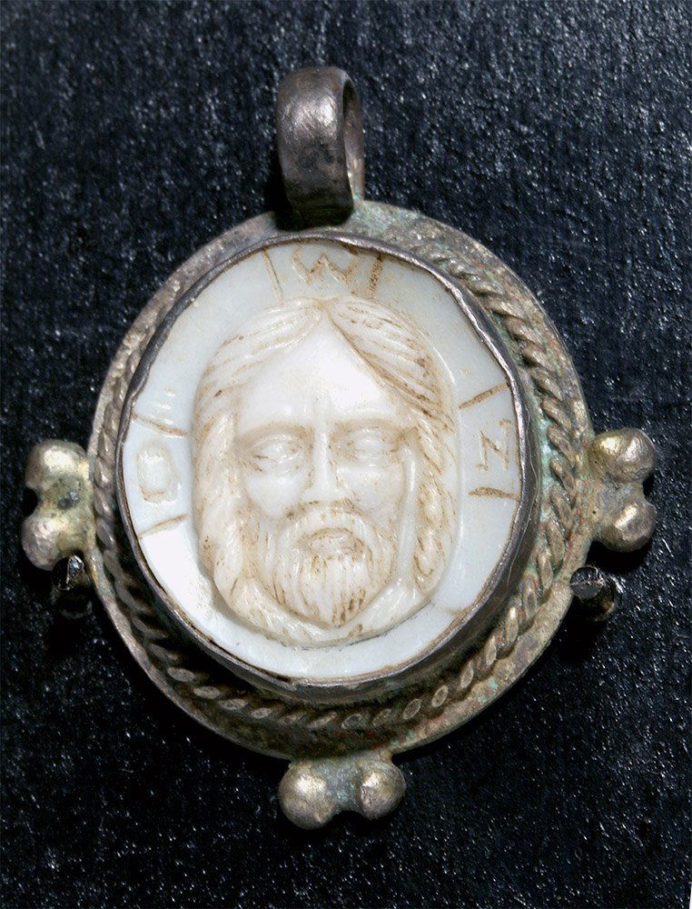Byzantine Alabaster / Silver Pendant - Jesus (1 of 3)