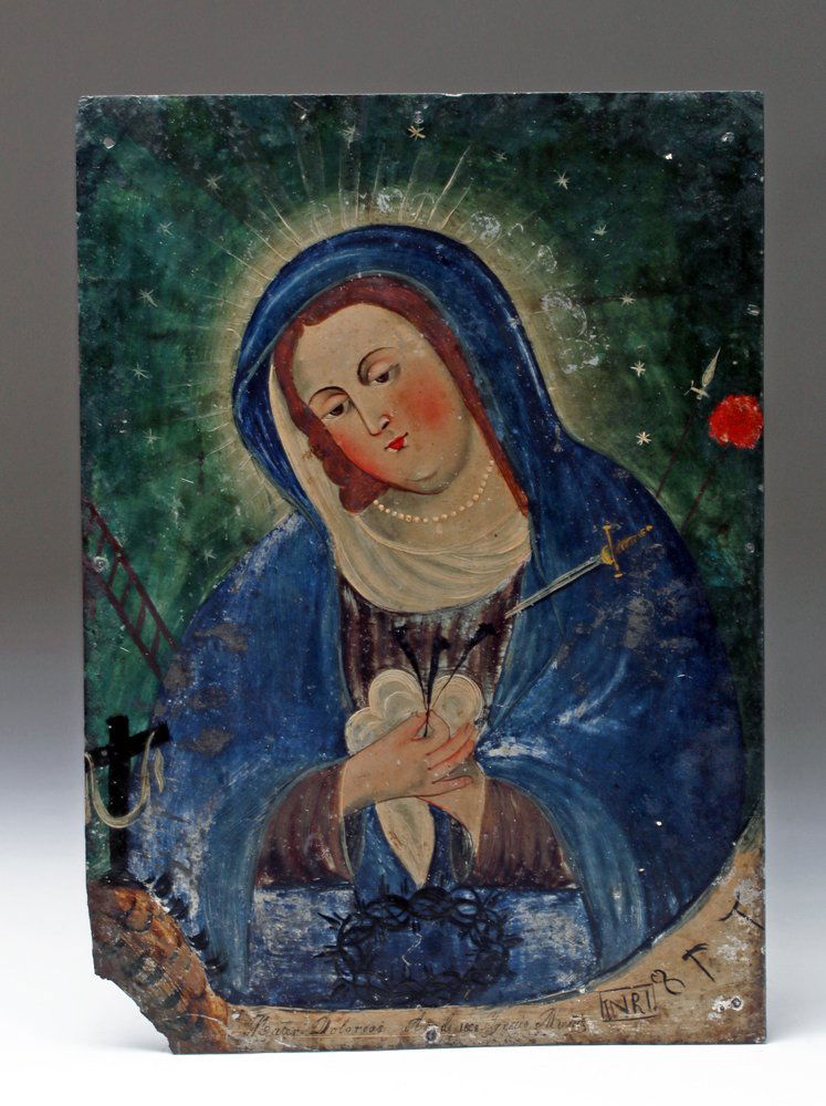 19th C. Mexican Retablo - Mater Dolorosa, ex-Historia (1 of 3)