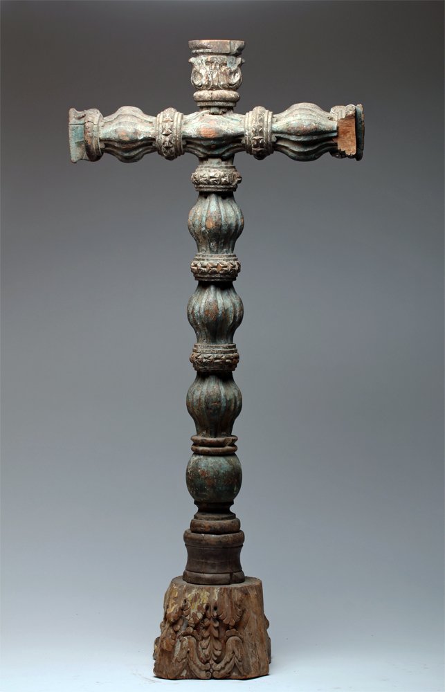 18th C. Spanish Colonial Wood Handpainted Cross (1 of 7)