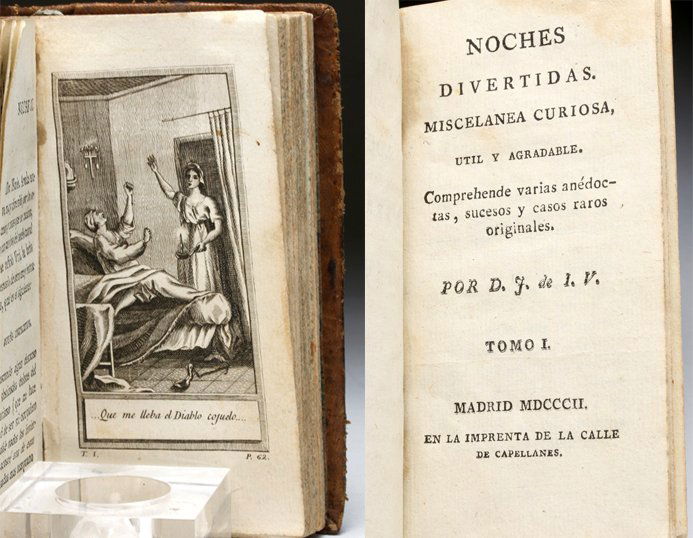 19th C. Spanish Leather-Bound Book "Noches Divertidas" (1 of 7)