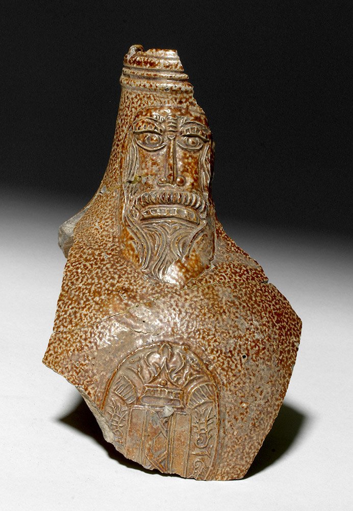 16th C. German Glazed Bellarmine Jug Fragment (1 of 4)