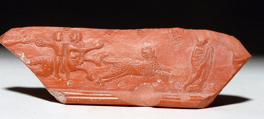 Roman N. African Redware Fragment - Achilles Hunting (1 of 3)