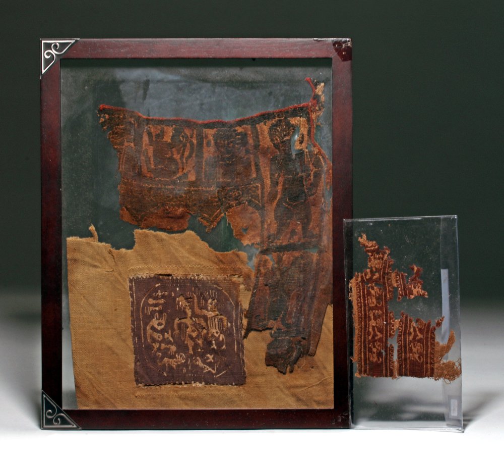 Lot of 3 Romano-Egyptian Textile Panels (1 of 5)