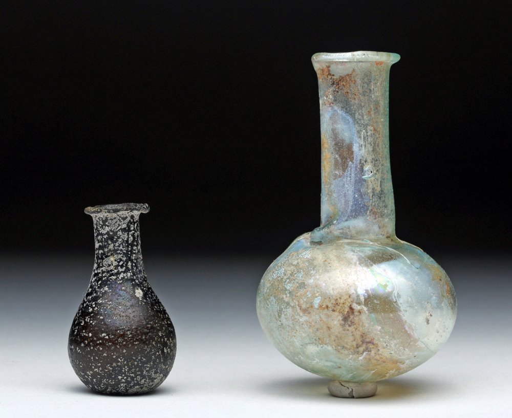 Lot of 2 Miniature Roman Glass  Jars (1 of 5)