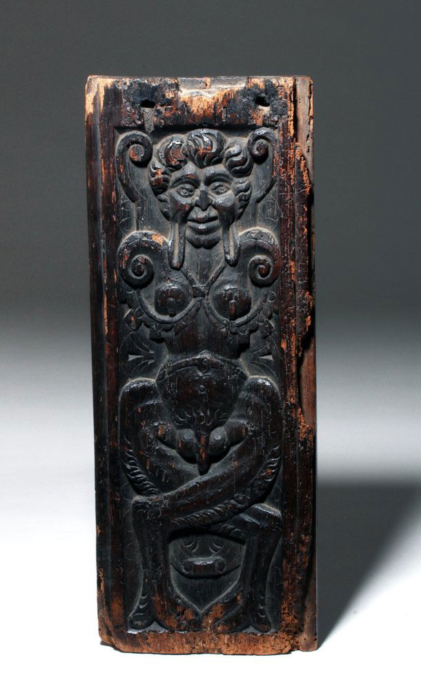 18th C. French Carved Wood Door Panel Depicting Pan (1 of 2)