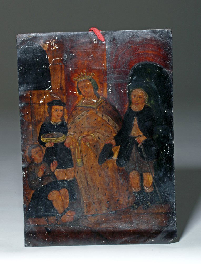 19th C. Mexican Tin Retablo Santa Eduviges, ex-Historia (1 of 2)