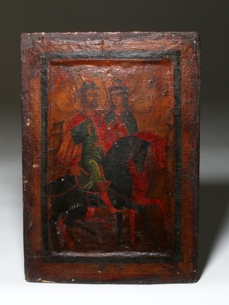 18th C. Russian Icon - Princes Boris and Gleb (1 of 2)