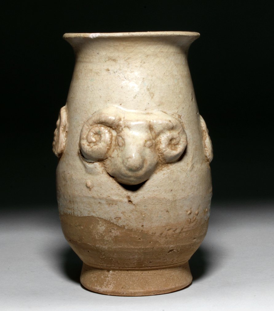 Chinese Tang / Song Dynasty Glazed Jar - Rams' Heads (1 of 4)