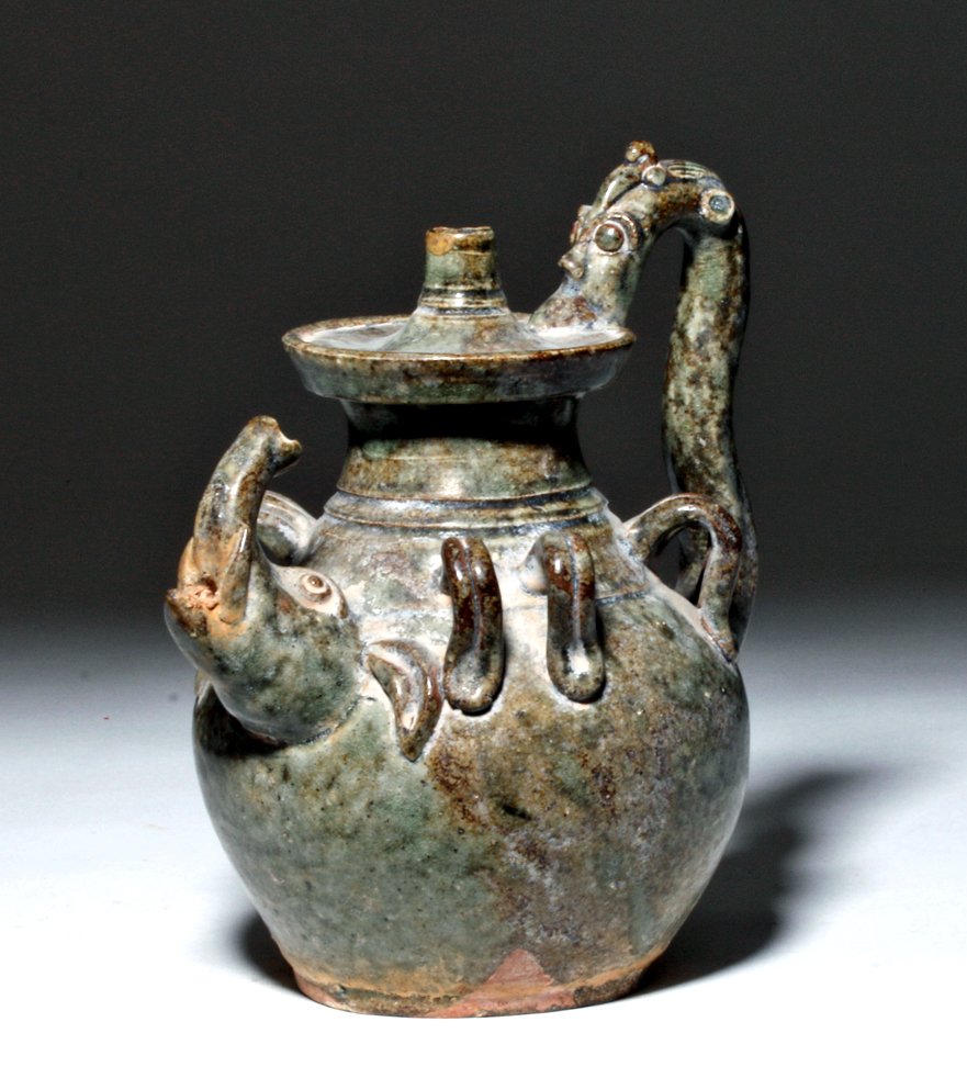 Thai Sawankhalok / Sukothai Ceramic Pitcher - Elephant (1 of 7)