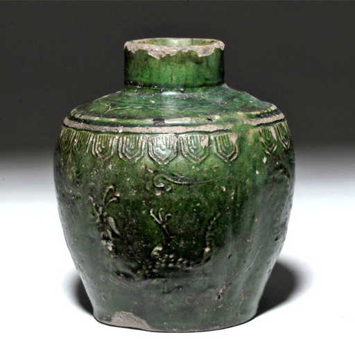 16th C Indo China Ming Green Glazed Ginger Jar