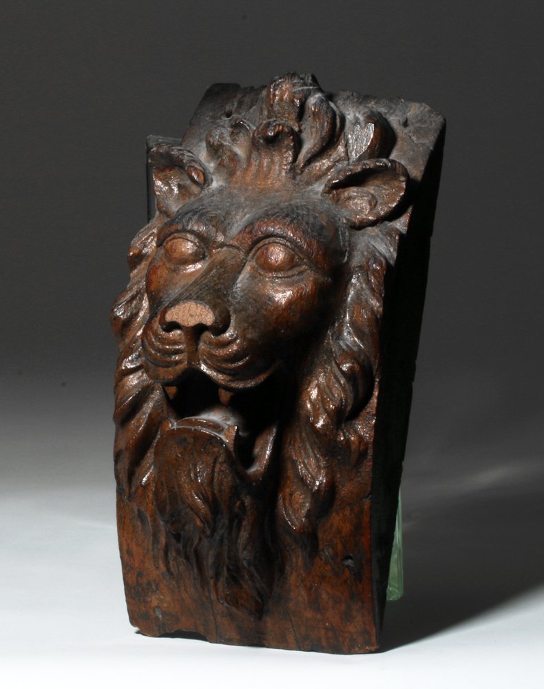 18th C. German Architectural Wood Carving Lion's Head (1 of 4)