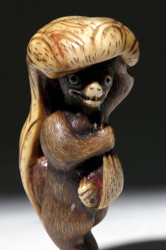 Japanese Ivory Netsuke, Otter Carrying Fish (1 of 6)