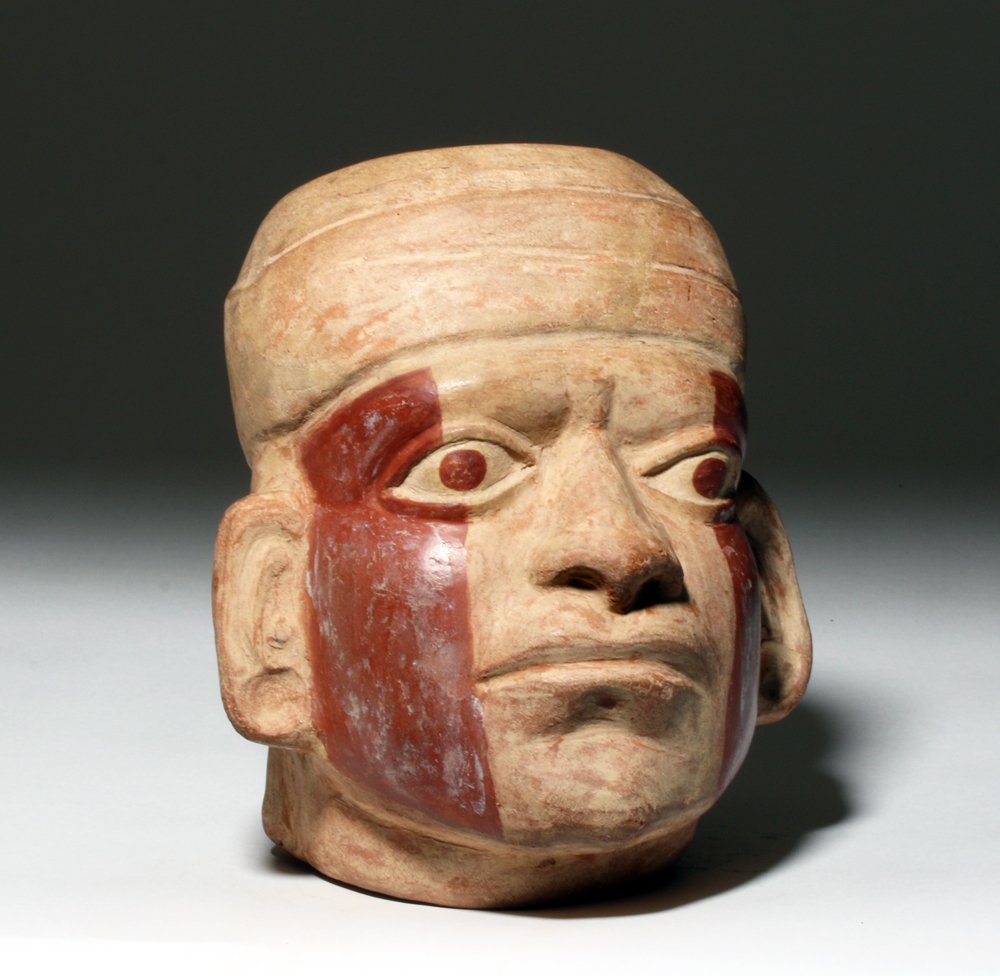 Moche Bichrome Portrait Vessel - Youthful Male (1 of 5)