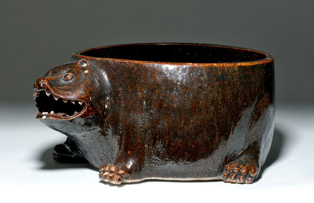 Rare 17th C. German Brown Glazed Jar - Beaver Form (1 of 6)