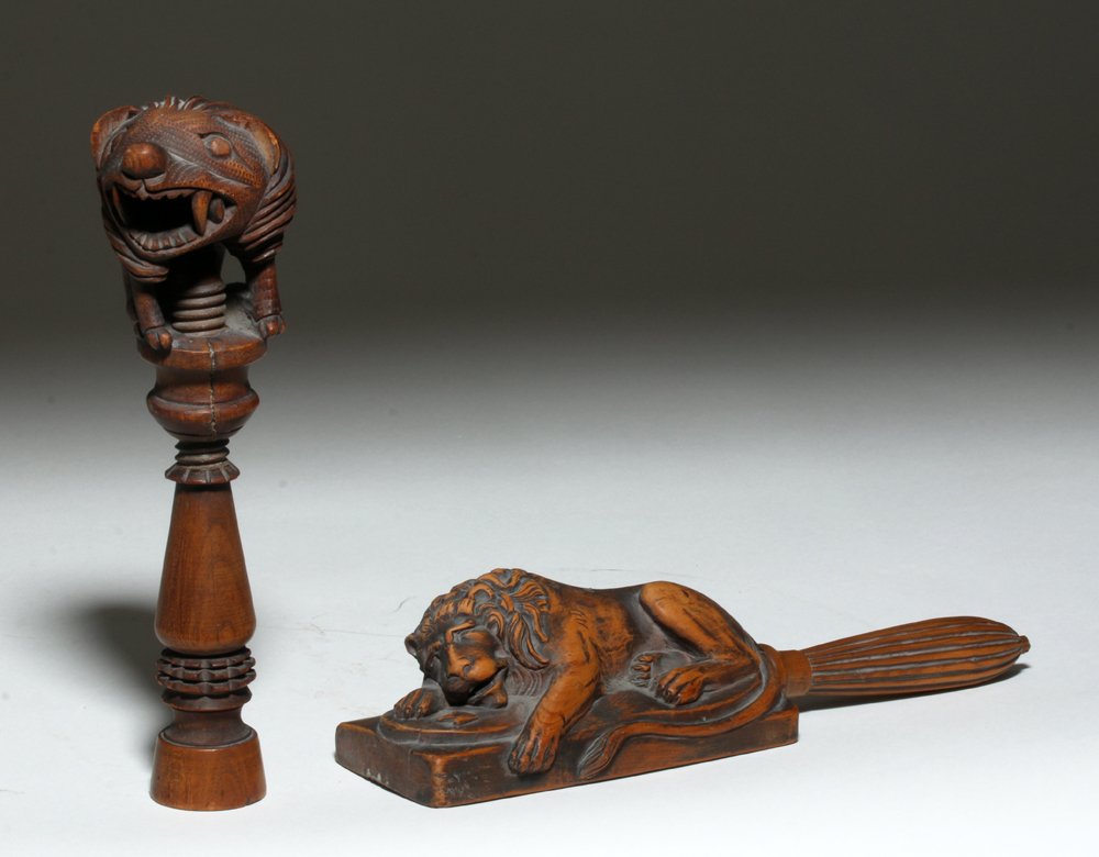 Pair of 19th C. German Wood Nutcrackers - Lions (1 of 5)