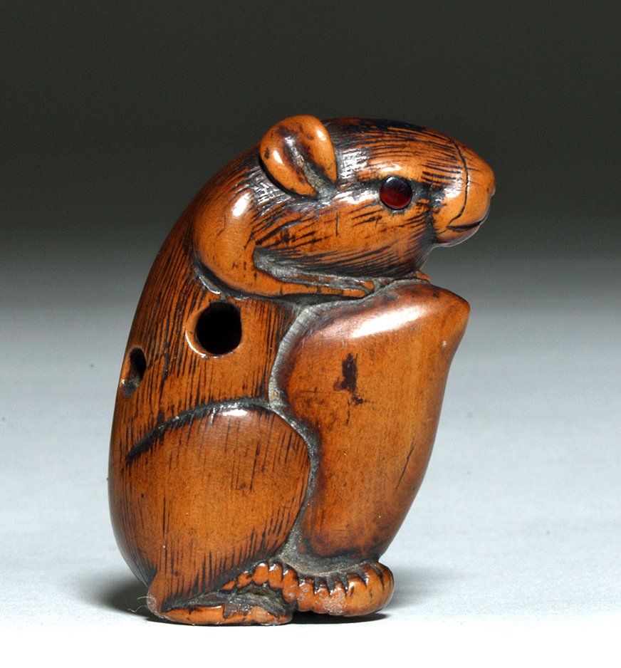 Early Japanese Boxwood Netsuke - Rat (1 of 5)