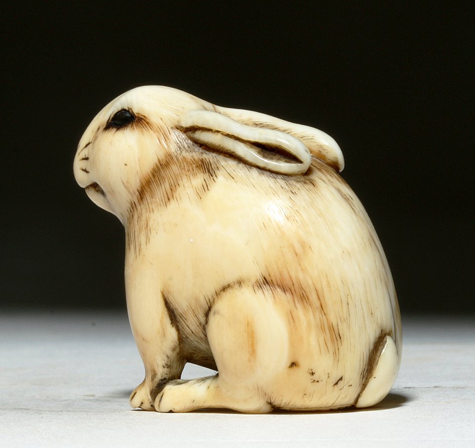 Signed Japanese Ivory Netsuke – Rabbit (1 of 6)