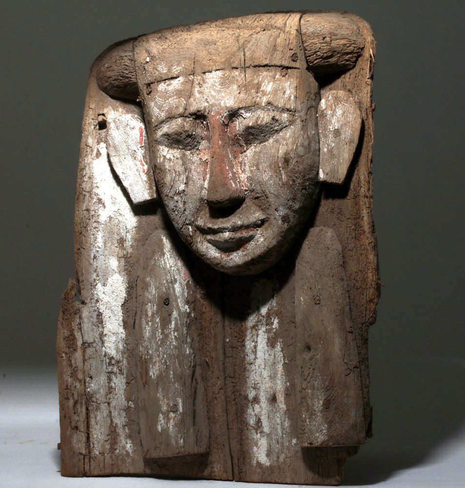 Large Egyptian Wooden Sarcophagus Panel (1 of 5)