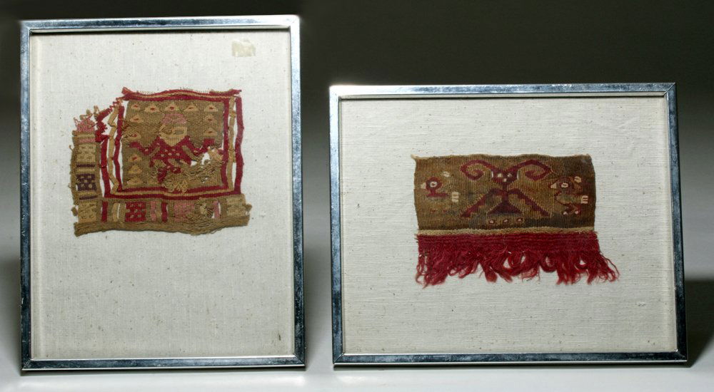 Pair Pre-Columbian Chancay Textile Panels (framed) (1 of 3)