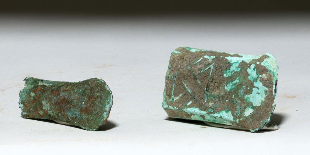 Pr Chinese Brown Socketed Axe Heads, ex-Piscopo (1 of 5)