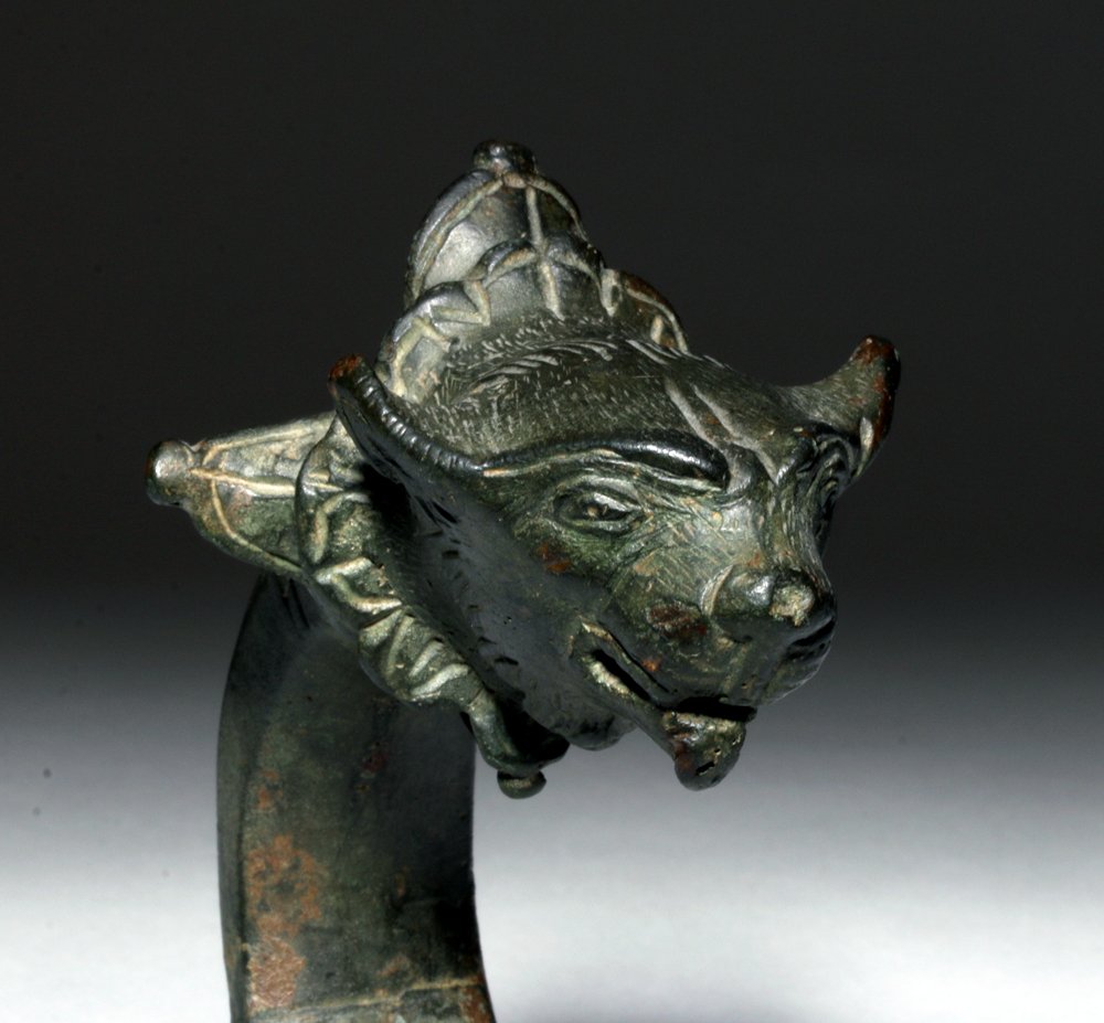Incredible Roman Bronze Handle - Feline Head (1 of 5)