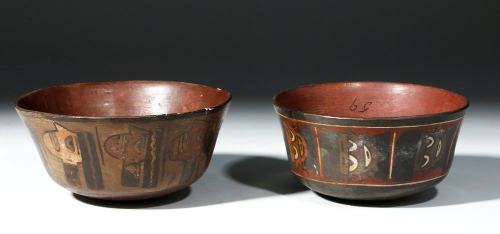 Nazca Polychrome Bowls w/ Trophy Heads (pair) (1 of 5)