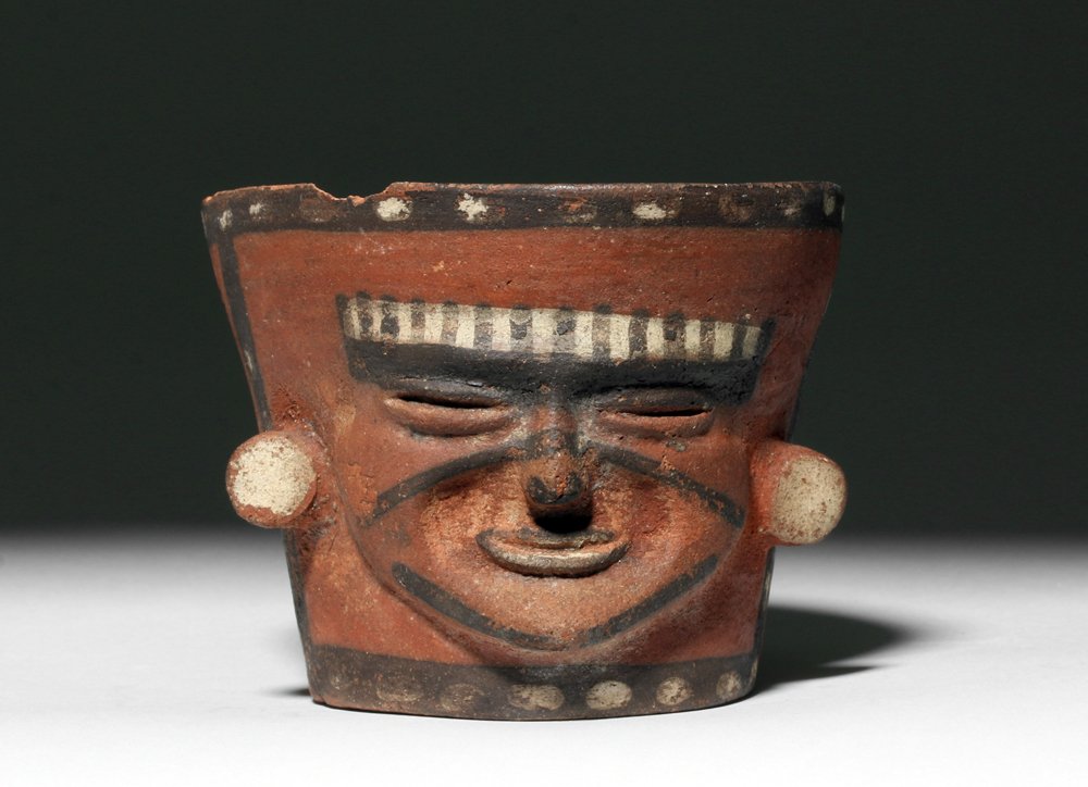 Huari Polychrome Pottery Cup - Human Face (1 of 8)