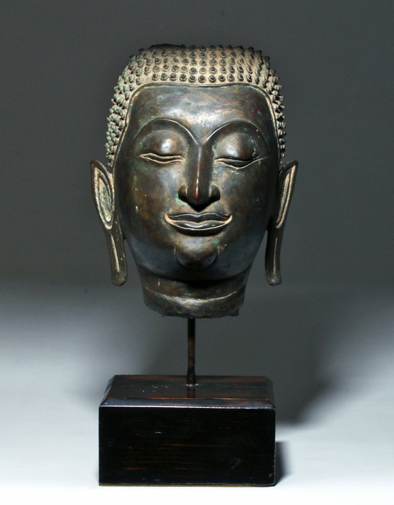 15th C. Thai Bronze Head of Buddha, Near Life-Size (1 of 5)