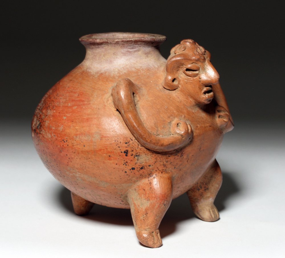 Pre-Columbian Pottery Tripod Jar - Rotund Man (1 of 3)