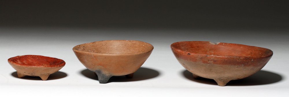 Lot of 3 Pre-Columbian Pottery Tripod Vessels (1 of 2)