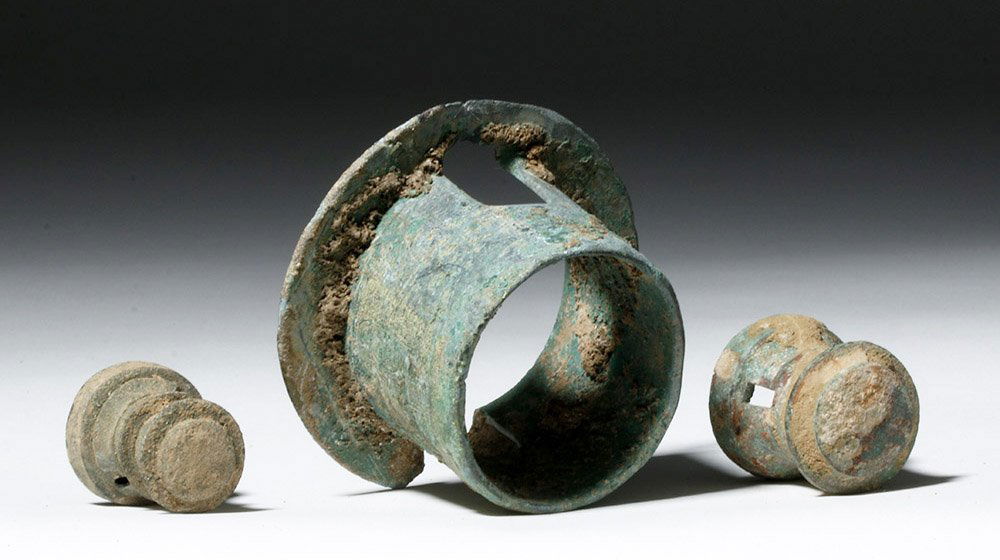Trio of Ancient Chinese Bronze Chariot Items (1 of 5)