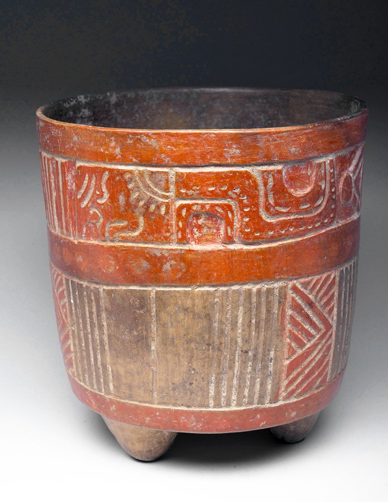 Maya Orange Pottery Cylinder Jar (1 of 3)