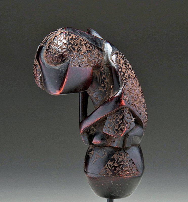 Indonesia Mahogamy Kris Handle Jawa Demam Style (1 of 4)