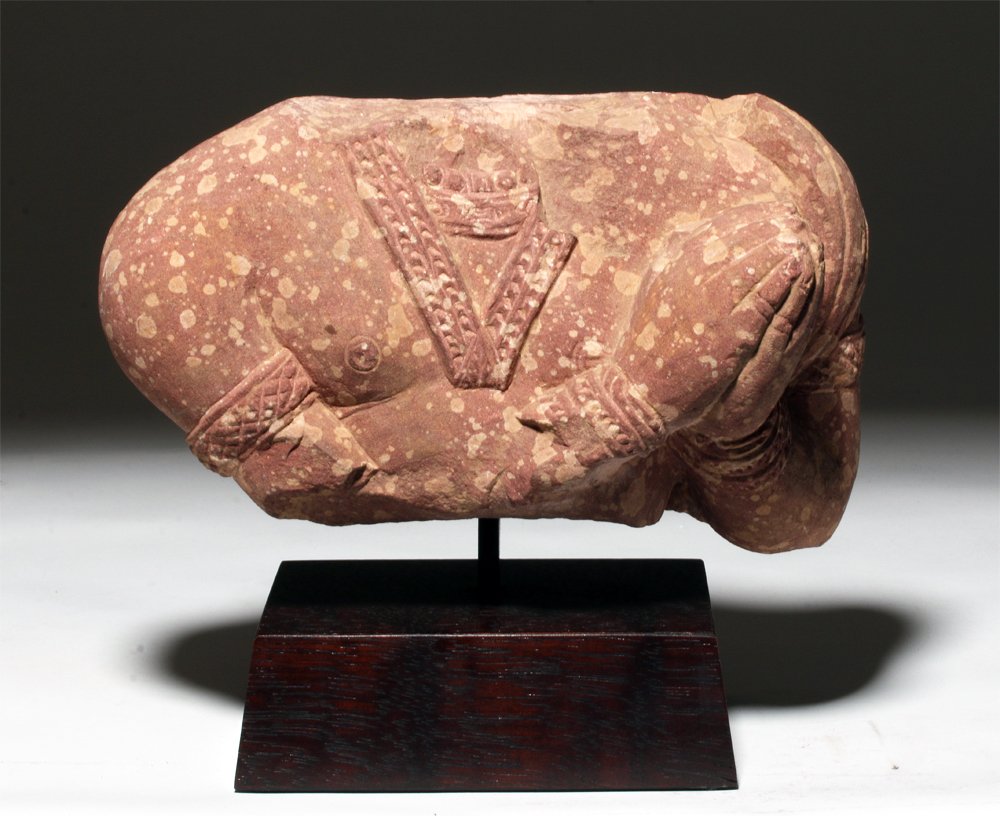 2nd C. Kushan Indian Red Sandstone Male Bust (1 of 4)