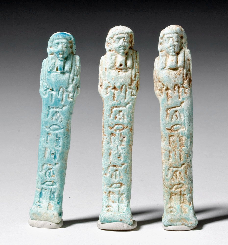 Trio of Egyptian Faience Ushabtis (1 of 6)