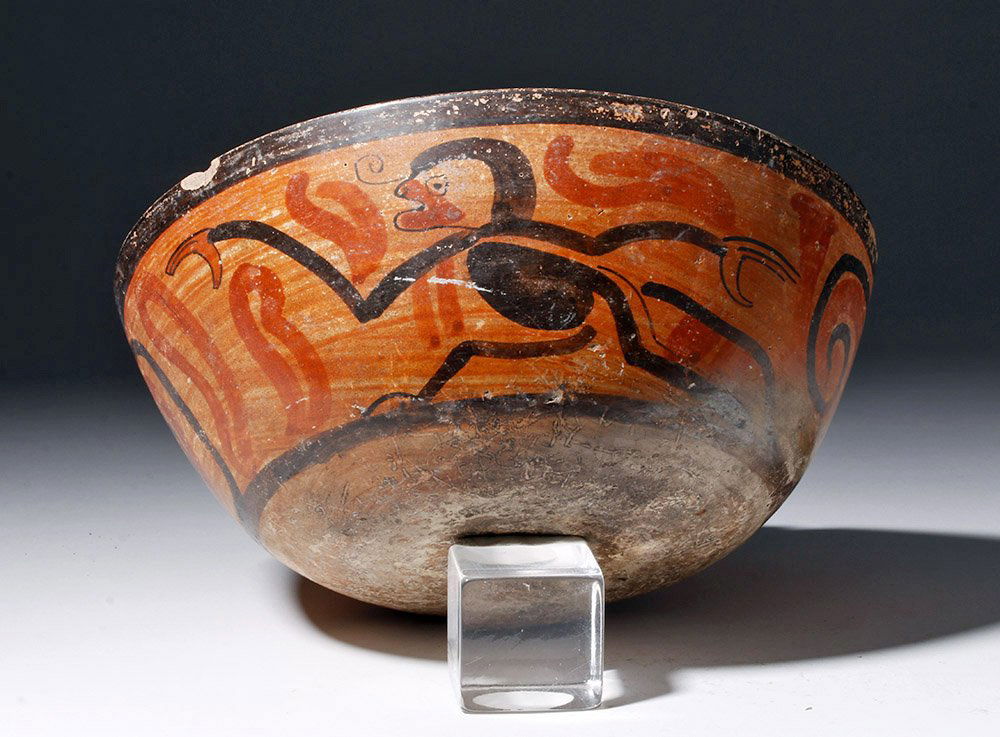 Mayan Polychrome Bowl - 2 Active Monkeys (1 of 6)