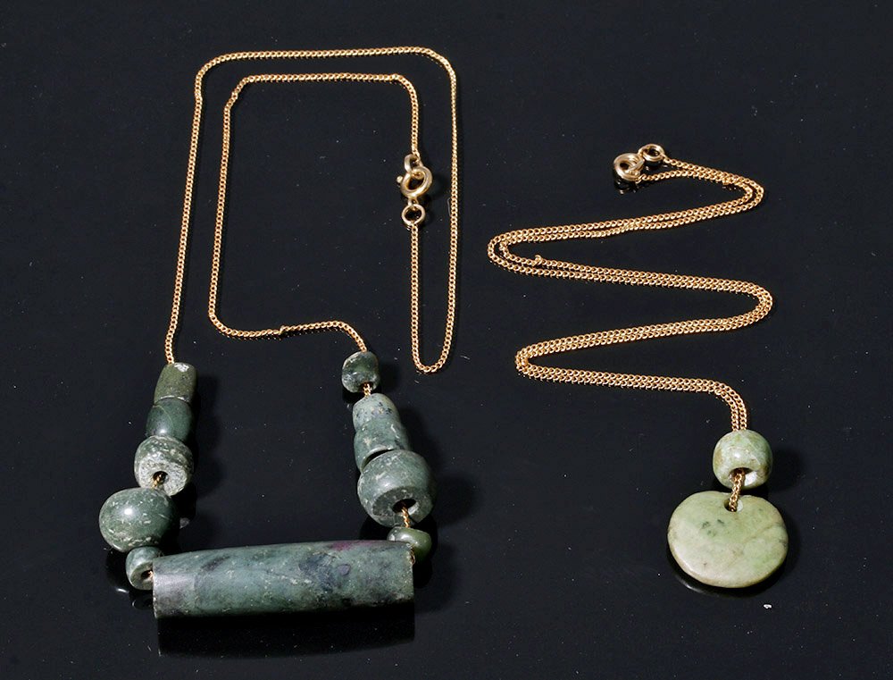 Two Maya Jade Bead Necklaces - Gorgeous Coloration! (1 of 3)