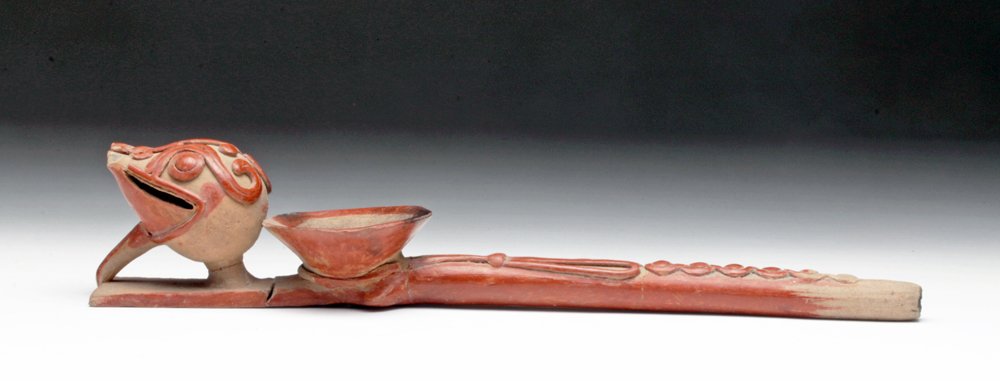 Rare Tarascan Pottery Pipe - Rattlesnake (1 of 5)