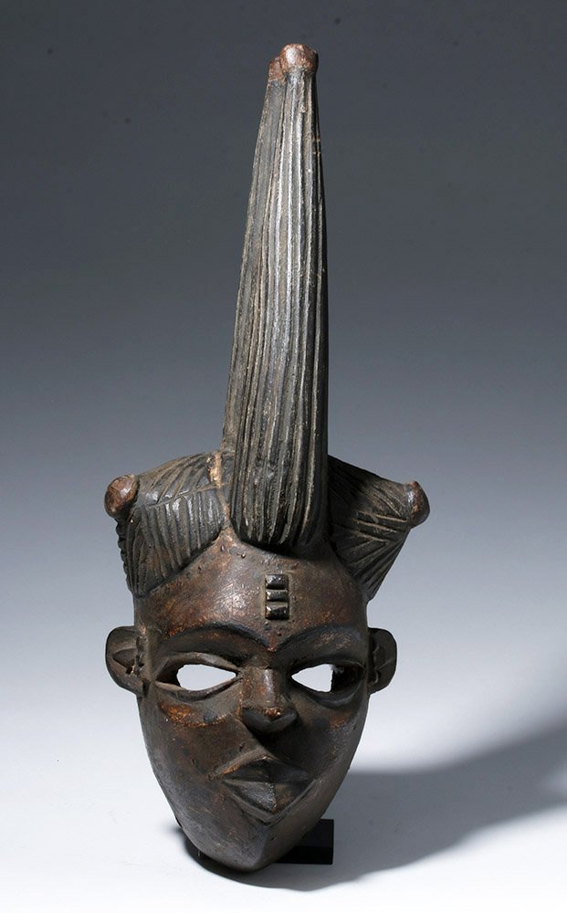 Nigerian Ogoni Wood Dance Mask with Huge Hair (1 of 4)