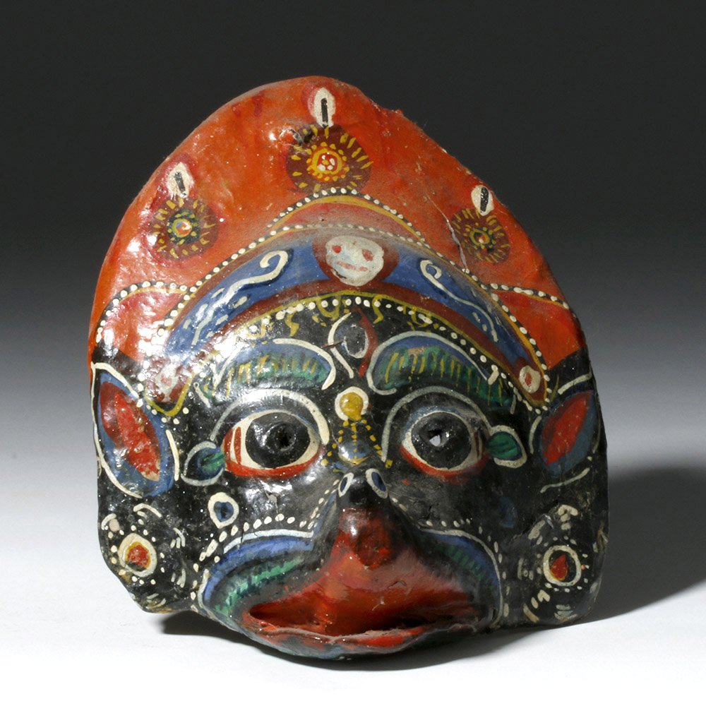 Colorful Vintage Indonesian Papier Mache Mask of Deity (1 of 4)