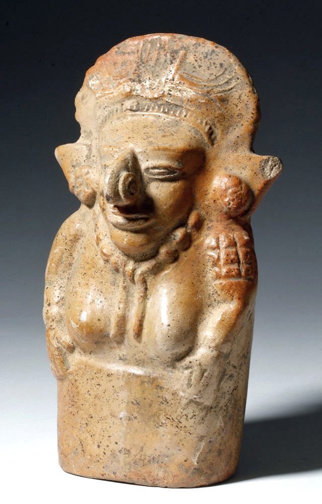 Mayan Molded Pottery Rattle - Female Form (1 of 6)