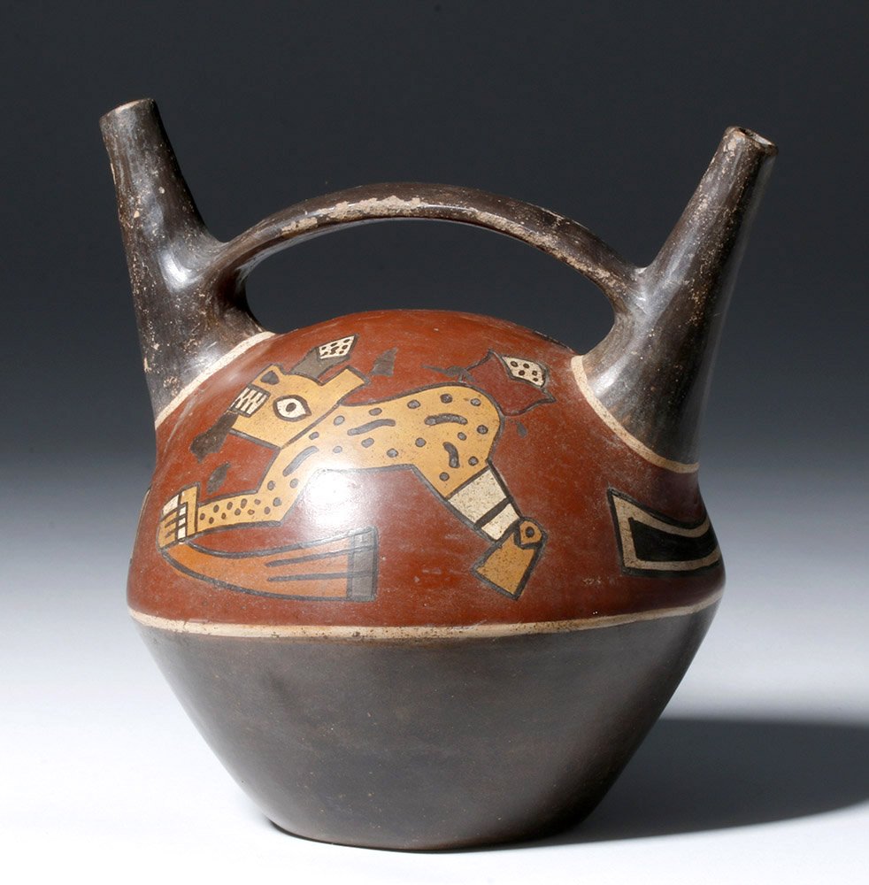Huari Polychrome Bridge Spouted Jar with Jaguars (1 of 8)